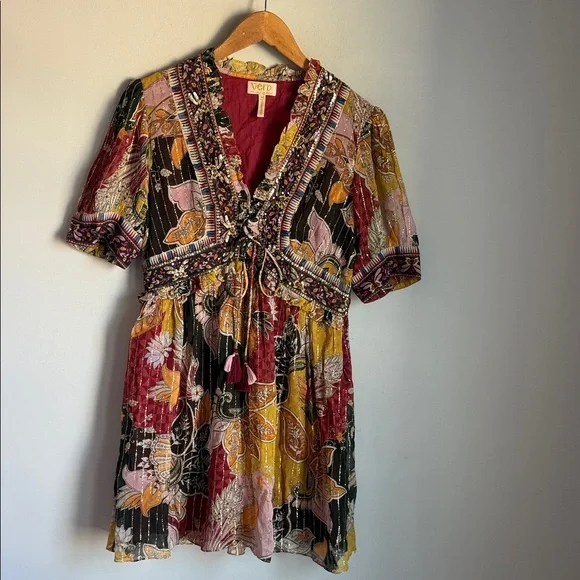 Verb by Pallavi Singhee Anthropologie Beaded Shimmer Mini Dress M - Picture 2 of 10